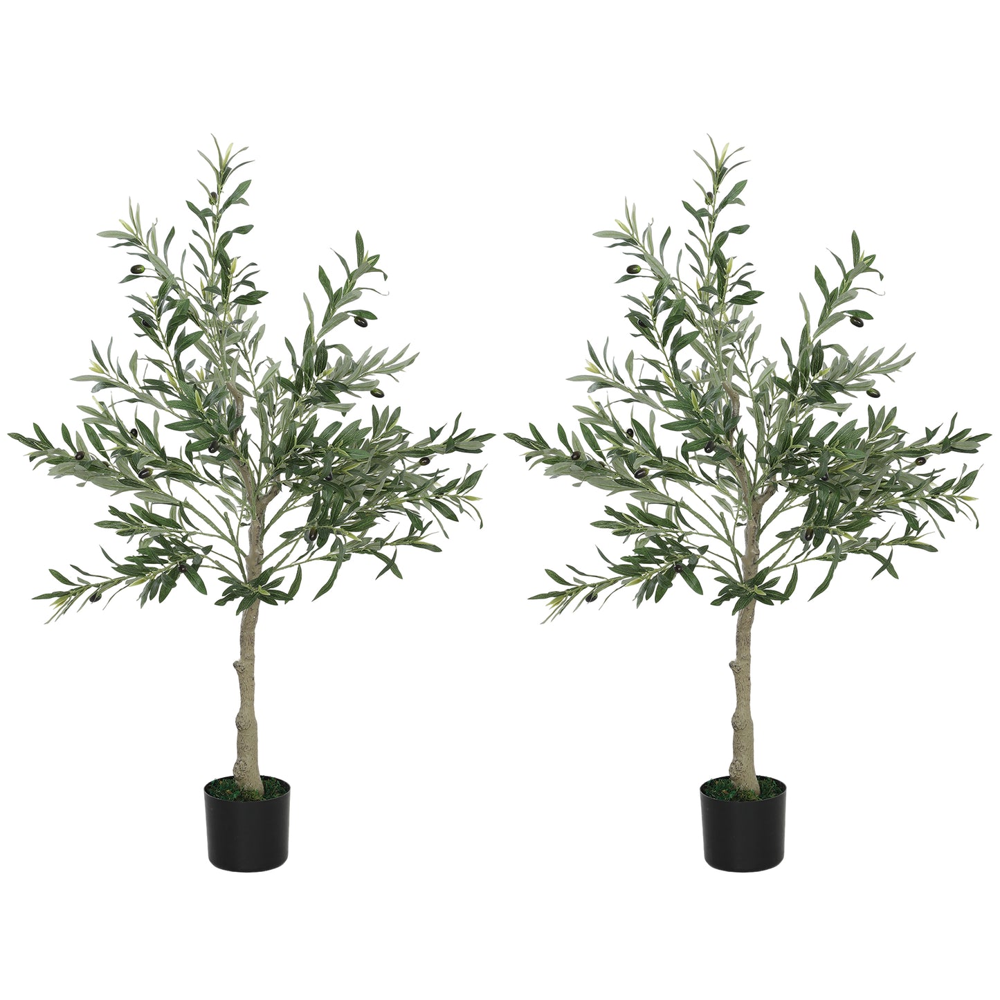 2 Pack Indoor Artificial Plants, Faux Potted Silk Olive Trees, 120cm