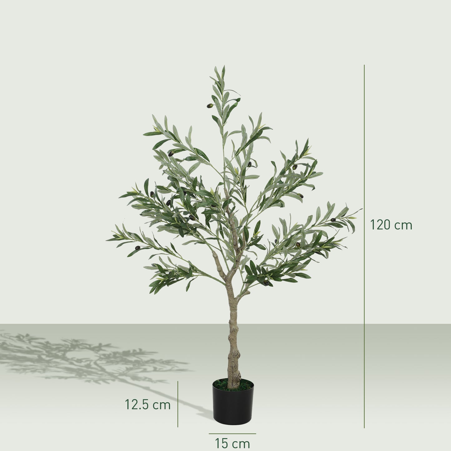 2 Pack Indoor Artificial Plants, Faux Potted Silk Olive Trees, 120cm