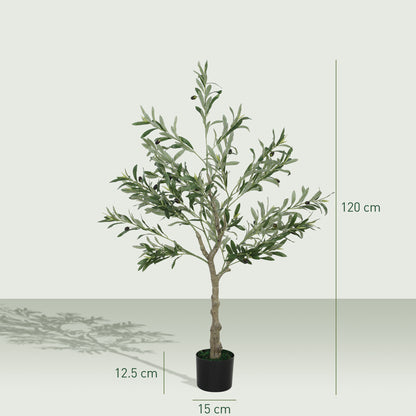 2 Pack Indoor Artificial Plants, Faux Potted Silk Olive Trees, 120cm