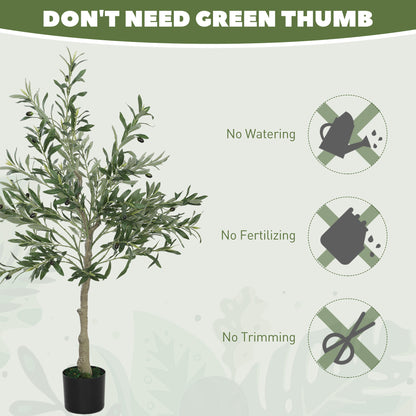2 Pack Indoor Artificial Plants, Faux Potted Silk Olive Trees, 120cm