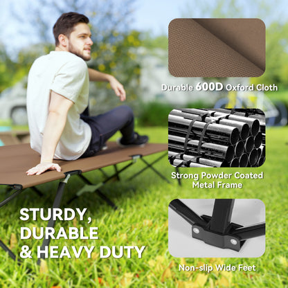 Double Camping Folding Cot Portable Sleeping Bed, Charcoal Khaki