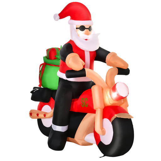 5.5ft Christmas Inflatable Santa Claus Riding a Motorcycle Blow Up Decoration Xmas D√É¬©cor for Garden