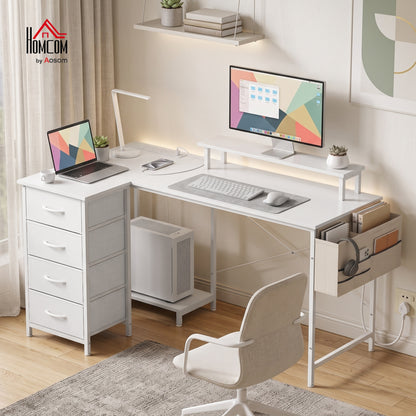 L Shaped Gaming Desk Reversible USB 150 cm White