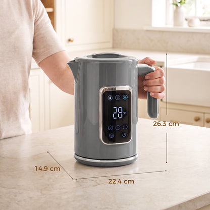 1.7L Fast Boil 3000W Electric Kettle with LED Display, Grey