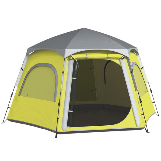 Instant Camping Tent, 4 Person Easy Setup Dome Tent, Yellow Green