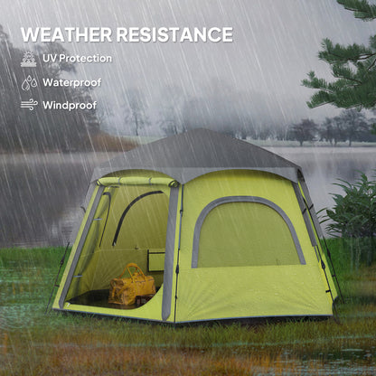 Instant Camping Tent, 4 Person Easy Setup Dome Tent, Yellow Green