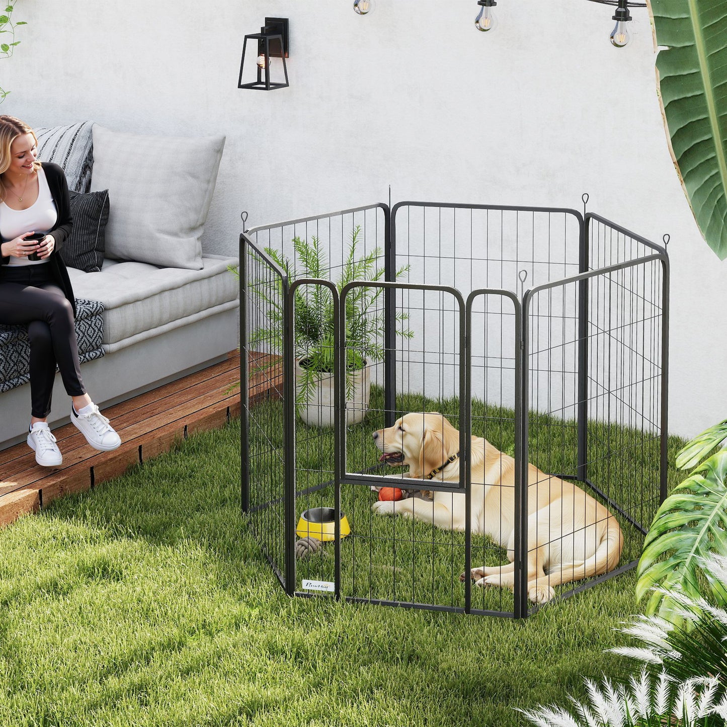 Dog Crate Furniture with Anti-Chew Resistant Mesh for XL Dogs