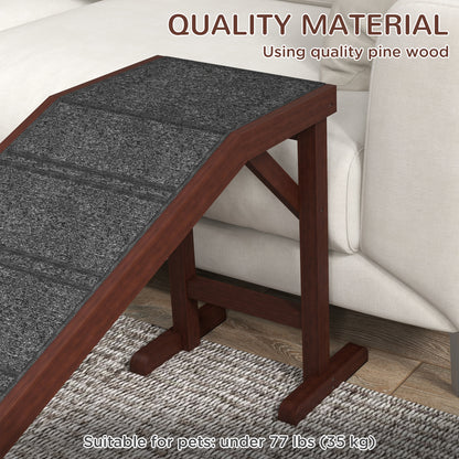 Pet Ramp for Dogs Cats Non-Slip Carpet Top Platform - Brown & Grey