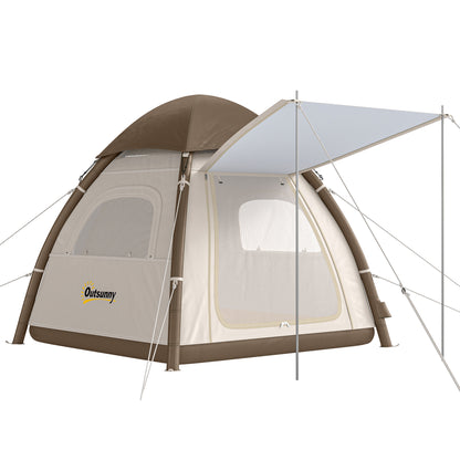 3 Man Inflatable Camping Tent w/ 3000mm Waterproof Rainfly, Cream