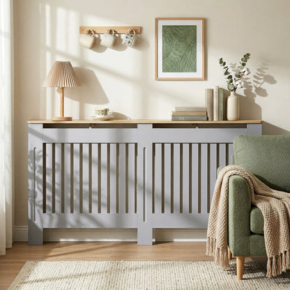 Radiator Cover Painted Slatted MDF Cabinet Lined Grill 172x19x81cm