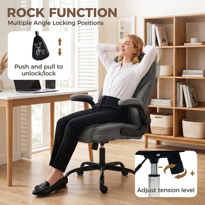 Office Chair, Computer Desk Chair with Flip-up Armrest, Grey