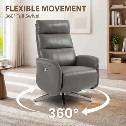 Recliner Armchair, Swivel Recliner with Type C+USB, Dark Grey
