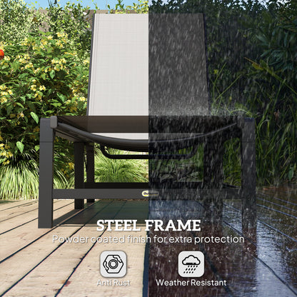 Folding Sun Lounger, 5-Position Adjustable Bed, Light Grey