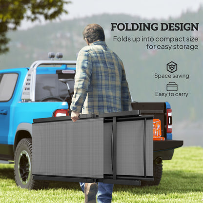 Folding Sun Lounger, 5-Position Adjustable Bed, Light Grey