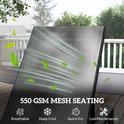 Folding Sun Lounger, 5-Position Adjustable Bed, Light Grey