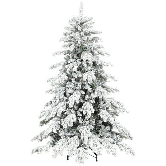 5ft Christmas Tree with Flocked Realistic Tips, Hinged Xmas Tree