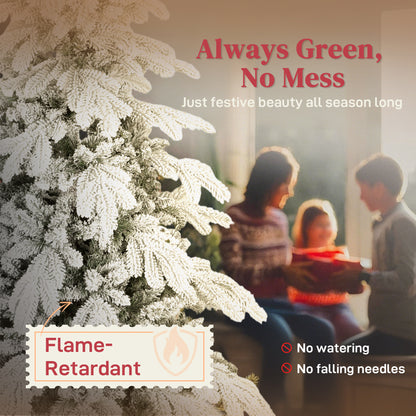 5ft Christmas Tree with Flocked Realistic Tips, Hinged Xmas Tree