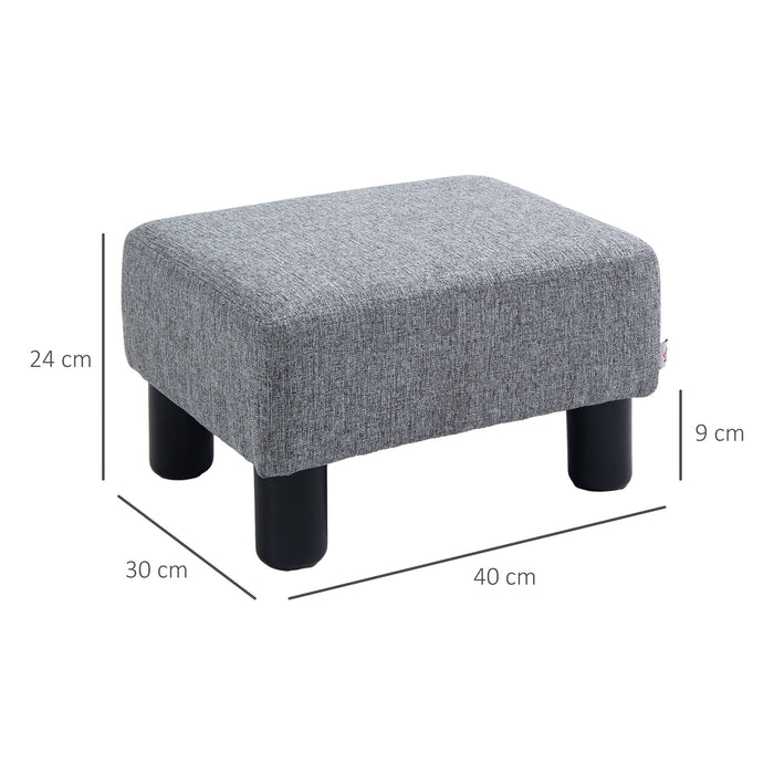 Linen Fabric Footstool Ottoman Cube with 4 Plastic Legs