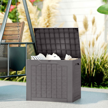 93L Plastic Garden Storage Box, Storage Container w/ Handles, Brown