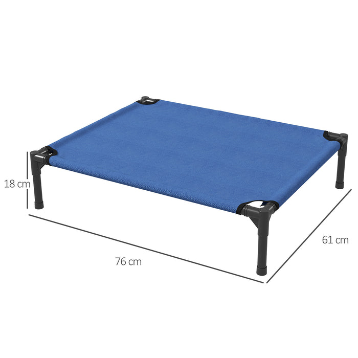 Elevated Pet Bed Portable Camping Raised Dog Bed w/ Metal Frame Blue (Medium)