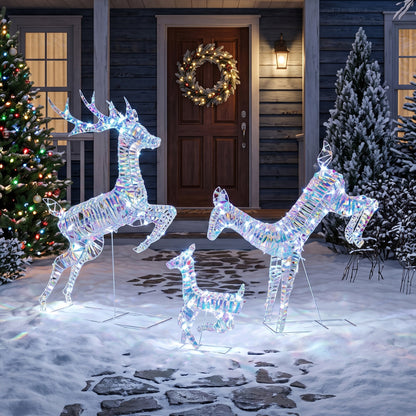 3-Piece Christmas Lighted Reindeer Family Set for Outdoor
