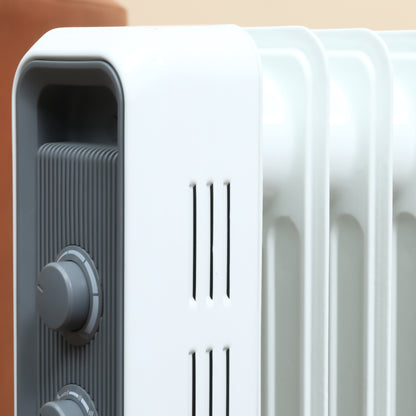 Oil Filled Radiator Portable Heater W/ 7 Fin, 3 Heat Settings, White