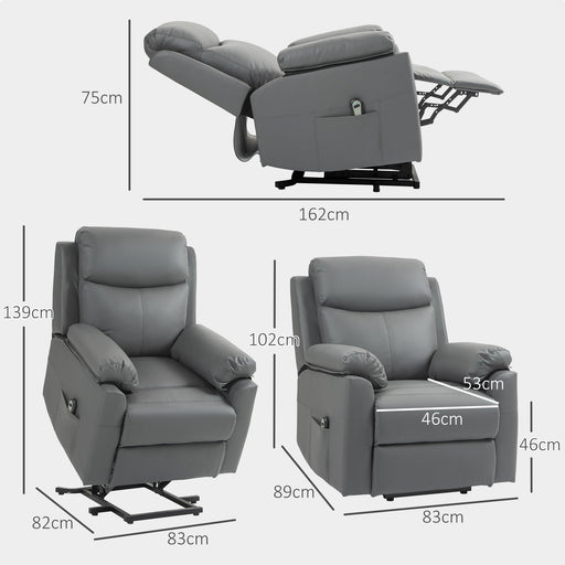 Power Lift Chair Electric Riser Recliner with Remote Control, Grey