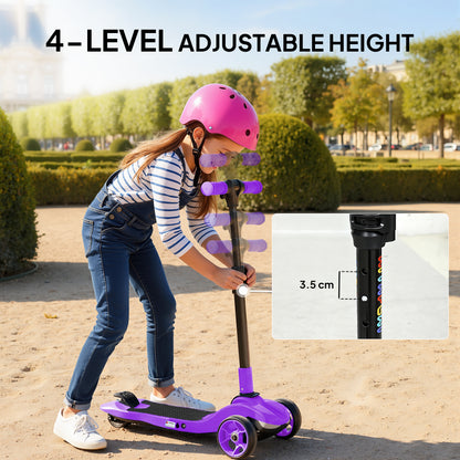 Electric Scooter for Kids, 3 Wheel Foldable Kids Scooter, Purple