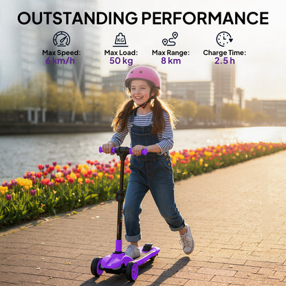 Electric Scooter for Kids, 3 Wheel Foldable Kids Scooter, Purple