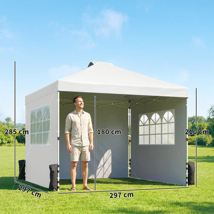 Pop Up Canopy Waterproof Height Adjustable 3 x 3 (m) White