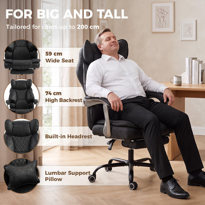 Big and Tall Office Chair with Lumbar Support, Black