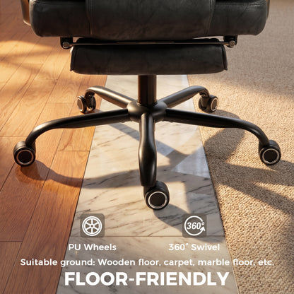 Big and Tall Office Chair with Lumbar Support, Black