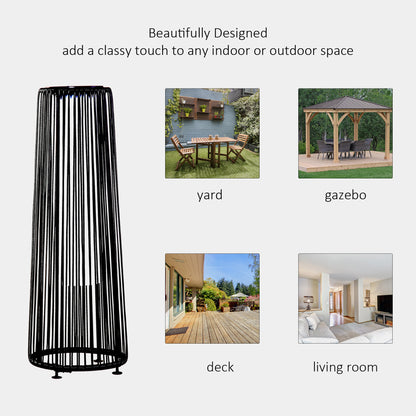 Garden Solar Powered Lights Woven Wicker Lantern Auto On/Off Black