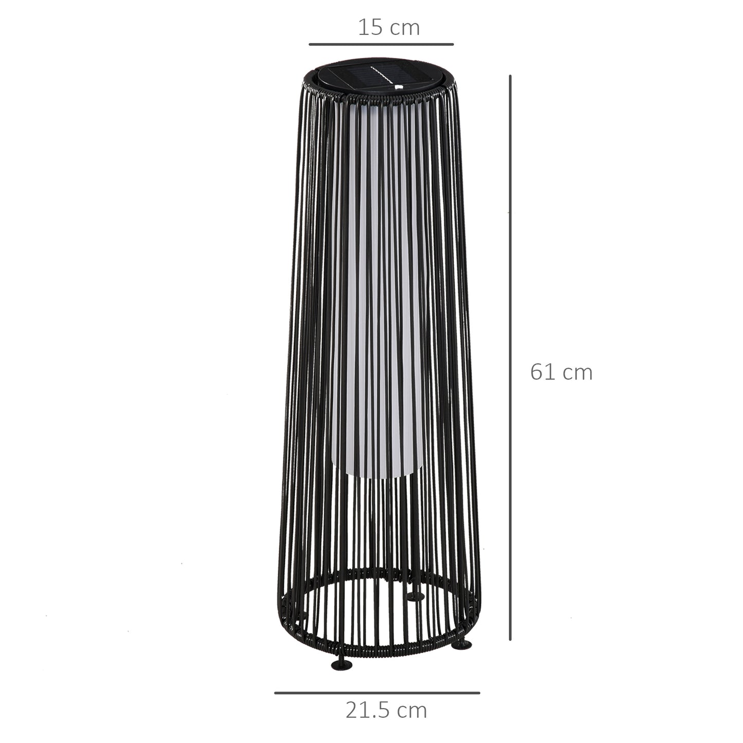 Garden Solar Powered Lights Woven Wicker Lantern Auto On/Off Black