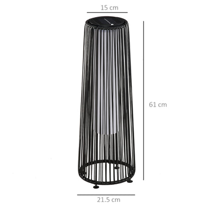 Garden Solar Powered Lights Woven Wicker Lantern Auto On/Off Black