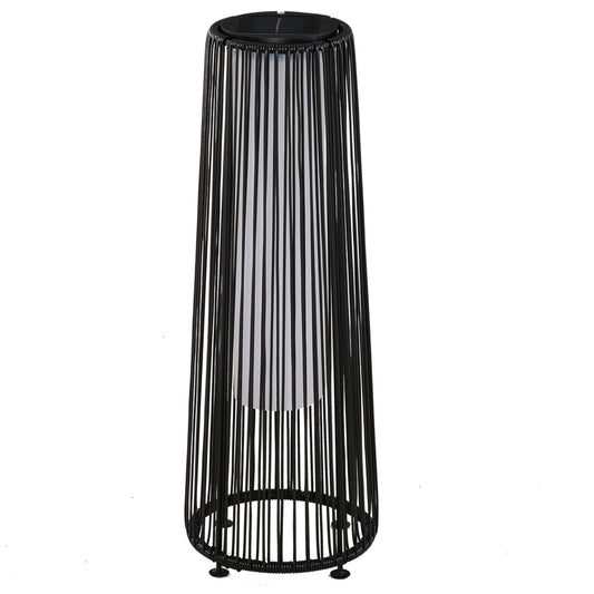 Garden Solar Powered Lights Woven Wicker Lantern Auto On/Off Black