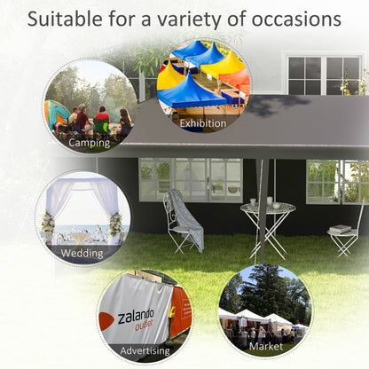 6 x 3 m Party Tent Gazebo Marquee Outdoor Patio Canopy Shelter with Windows and Side Panels, Grey
