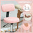 Rolling Stool with Backrest, Wheels, Faux Leather Salon Chair, Pink