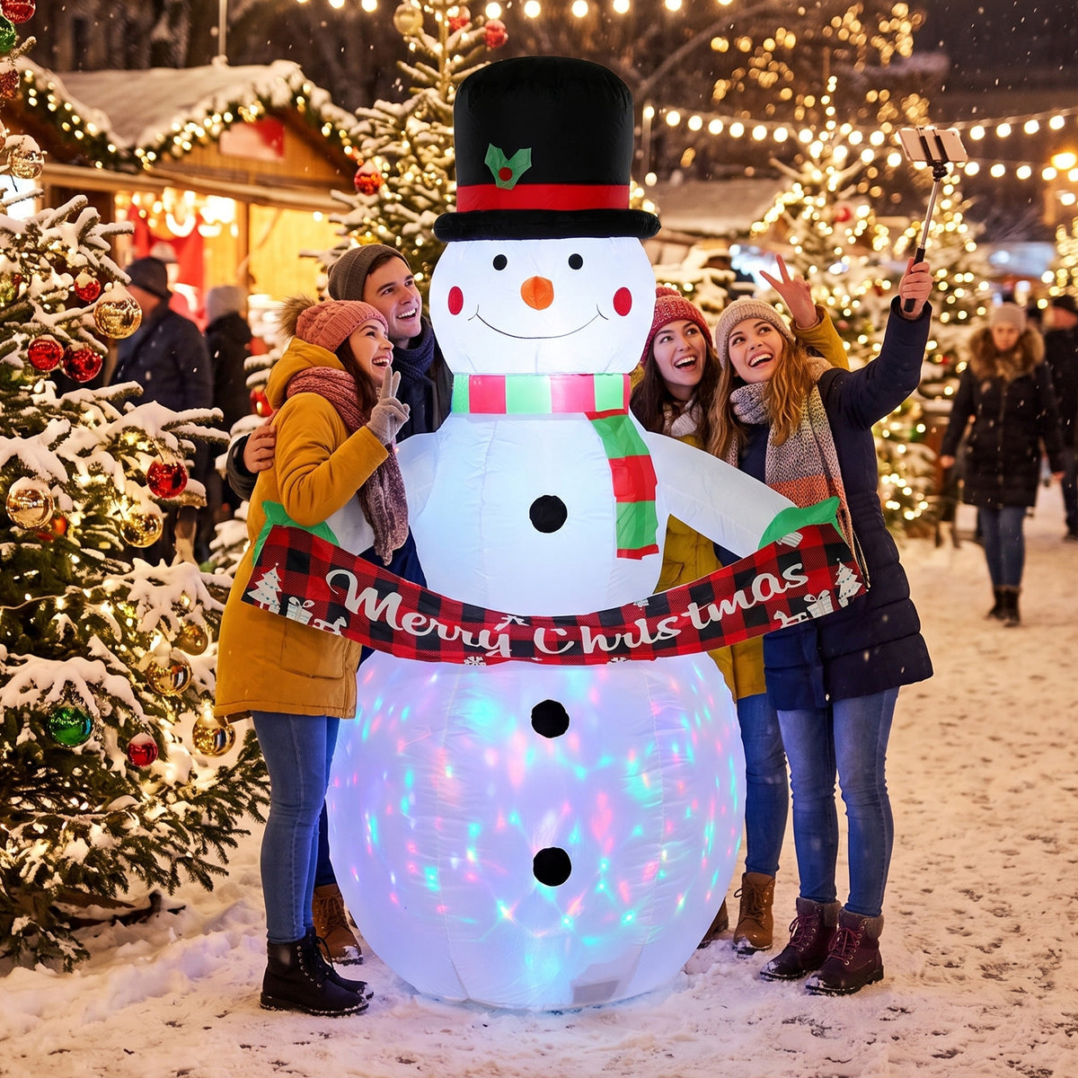 Christmas Blow Up Snowman with Colourful LED Light