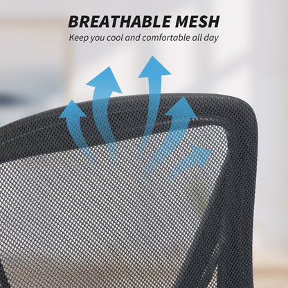 Mesh Office Chair, Desk Chair with Flip-up Armrests, Lumbar Support, Black