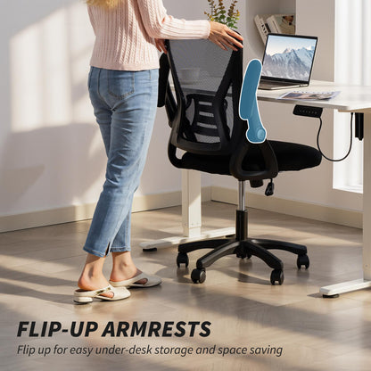 Mesh Office Chair, Desk Chair with Flip-up Armrests, Lumbar Support, Black