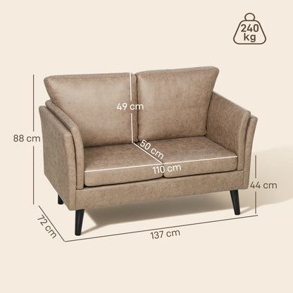 Small Sofa, Loveseat Sofa for Bedroom, Home Office, Light Brown