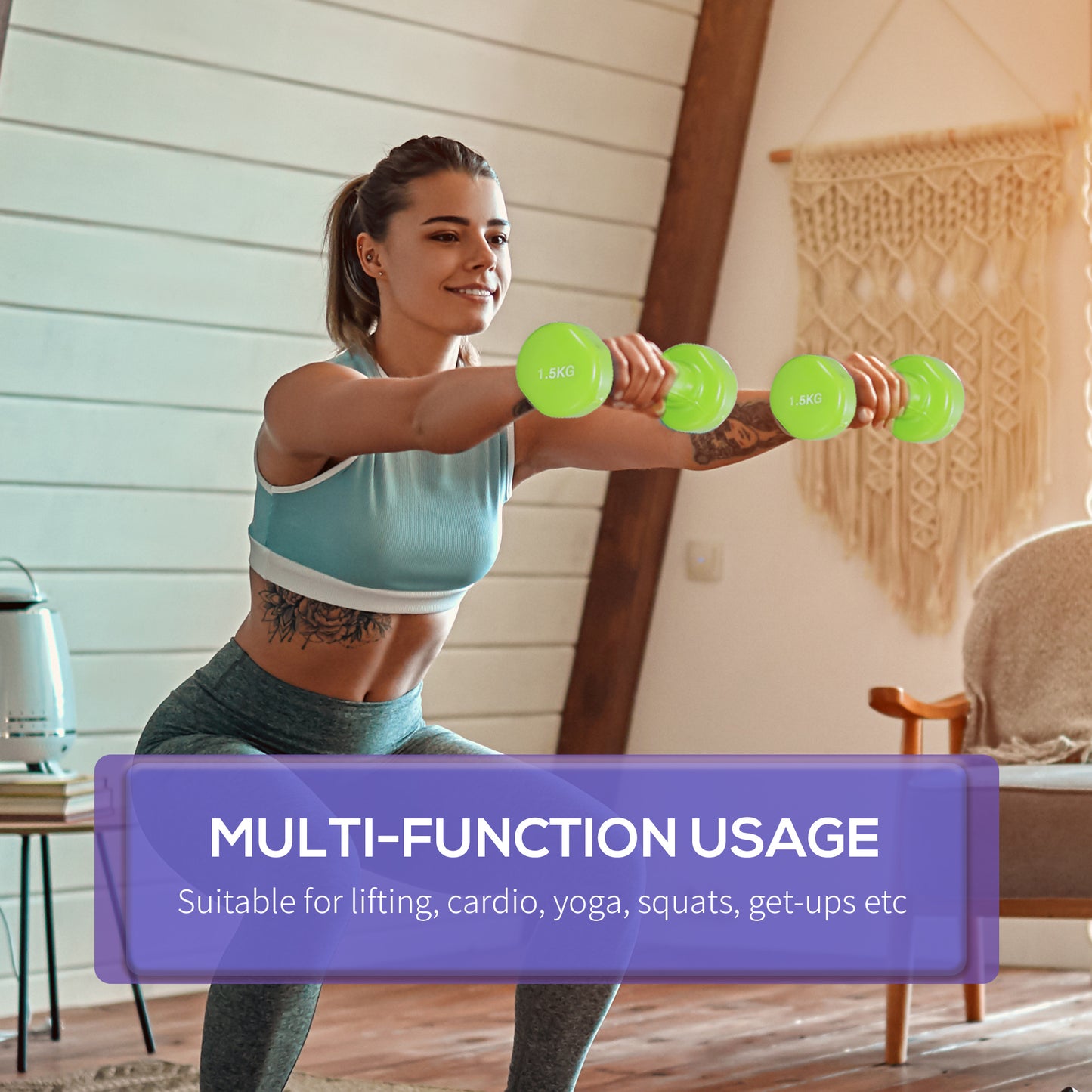 6kg Dumbbell Fitness Weights Set for Men and Women, Home Gym Workout