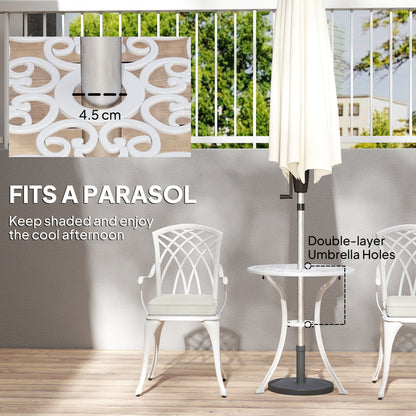 3 PCs Aluminium Garden Coffee Table Set w/ Parasol Hole & Cushions