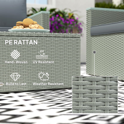 4 Piece Rattan Garden Furniture Set with Cushions, Light Grey