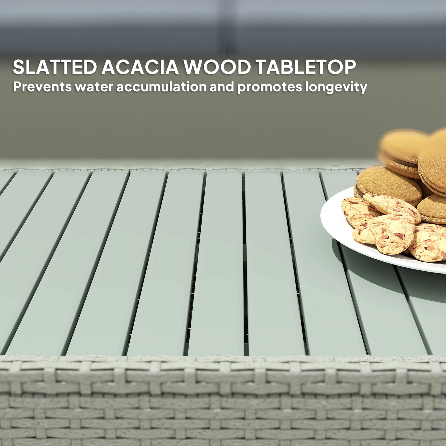 4 Piece Rattan Garden Furniture Set with Cushions, Light Grey