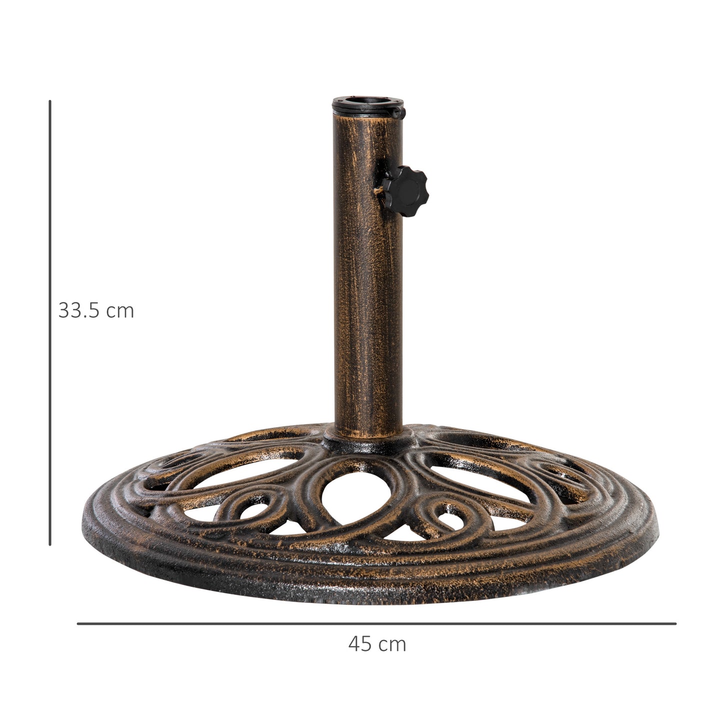 Round Patio Umbrella Base Stand, Umbrella Holder, Bronze Tone