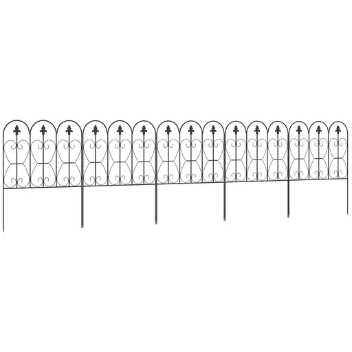 Decorative Garden Fencing, 5PCs Outdoor Picket Fence Panels, Rustproof Metal Wire Landscape Flower Bed Border Edging Animal Barrier, Black