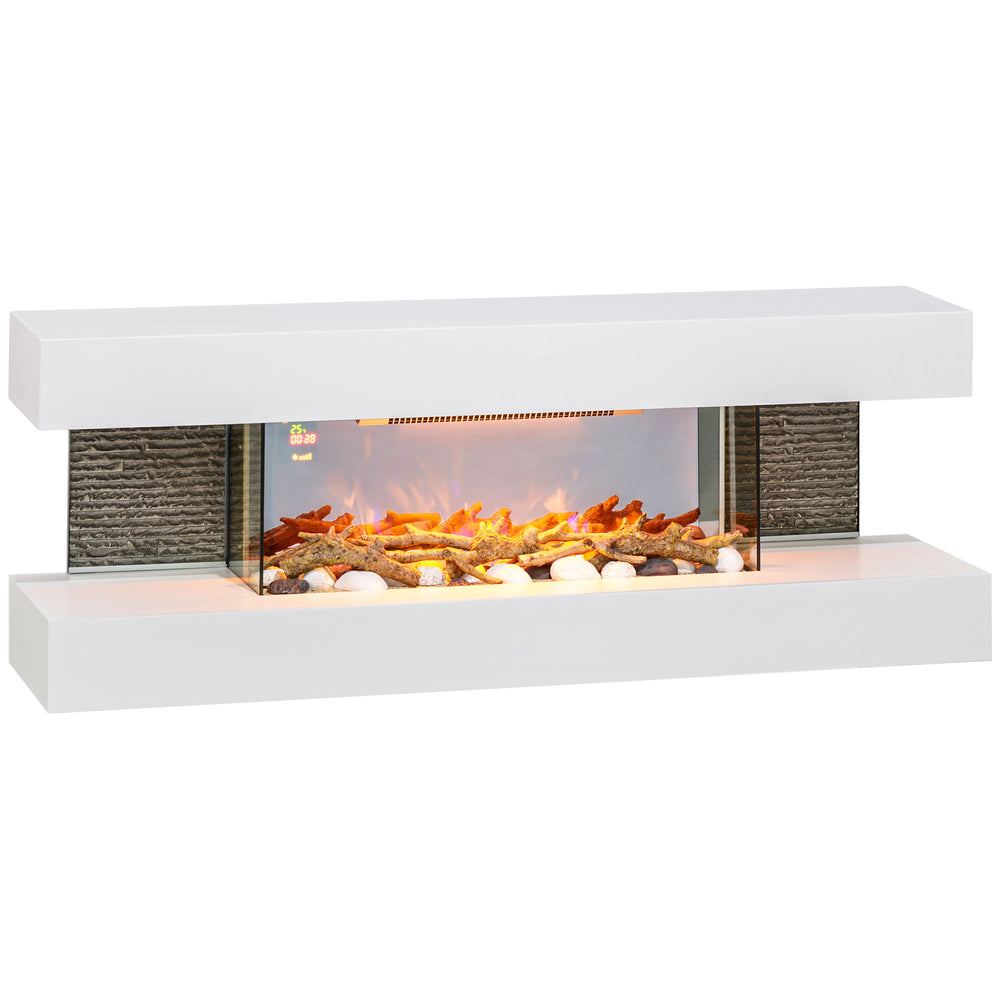 2000W Wall Mounted Electric Fireplace, Freestanding, 2000W, White