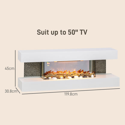 2000W Wall Mounted Electric Fireplace, Freestanding, 2000W, White